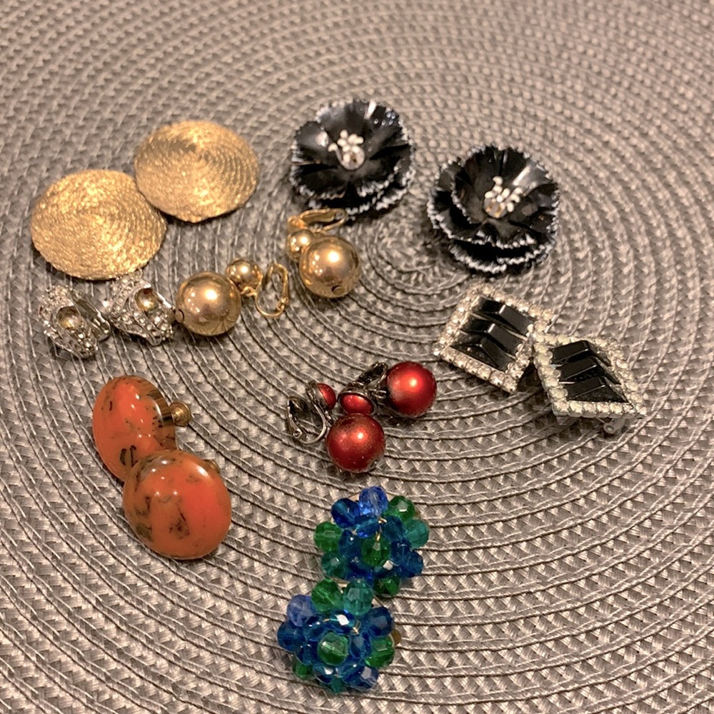 3 for $25 - Lot of Vintage Costume Clip-on Earrings - 8 pairs